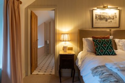 A super-king size bedroom at Parkview Farmhouse, Somerset