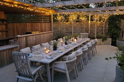 The outdoor dining area at Olive Orchard, Cotswolds