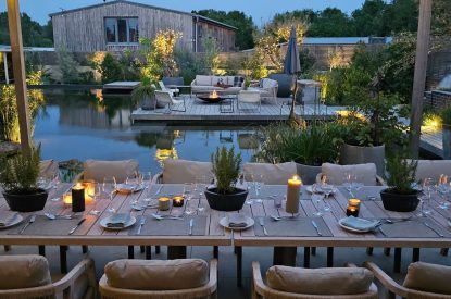 The outdoor dining area at Olive Orchard, Cotswolds
