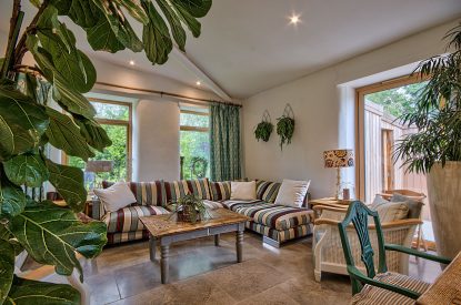 Seating area at Olive Orchard, Cotswolds