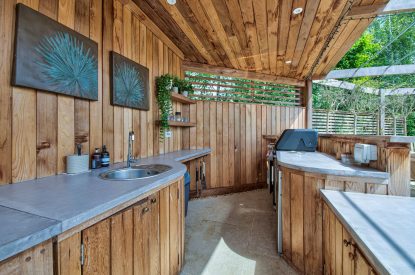 The outdoor kitchen at Olive Orchard, Cotswolds