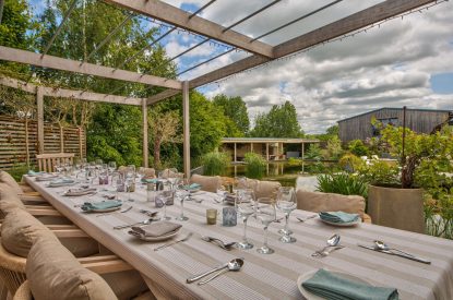The outdoor dining space at Olive Orchard, Cotswolds