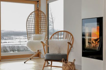 The wood burner at Garten Lodge, Highland