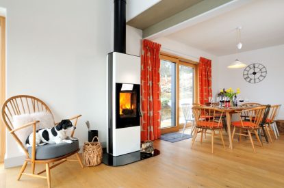 The wood burner at Garten Lodge, Highland