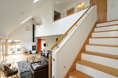Open plan living space at Garten Lodge, Highland