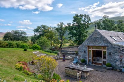 The patio area at Winnow Mill, Scottish Borders