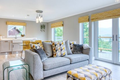 The living room at Pine Cabin, Loch Lomond