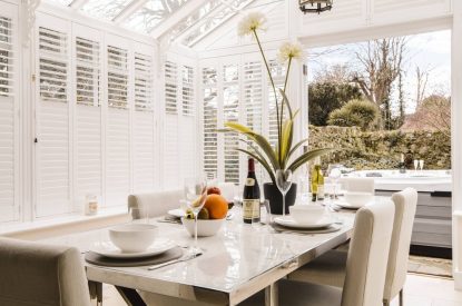 The dining table at Rose Cottage, Isle of Wight