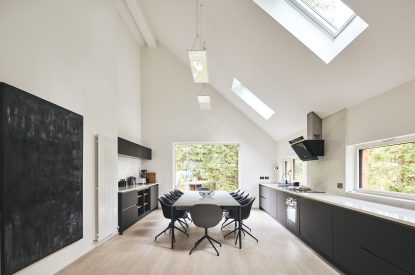 The kitchen and dining room at Munro Cabin, Loch Lomond