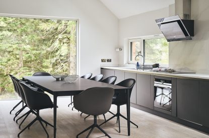 The dining table at Munro Cabin, Loch Lomond