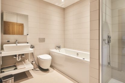 A bathroom at Stag Cabin, Loch Lomond