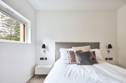 A double bedroom at Stag Cabin, Loch Lomond