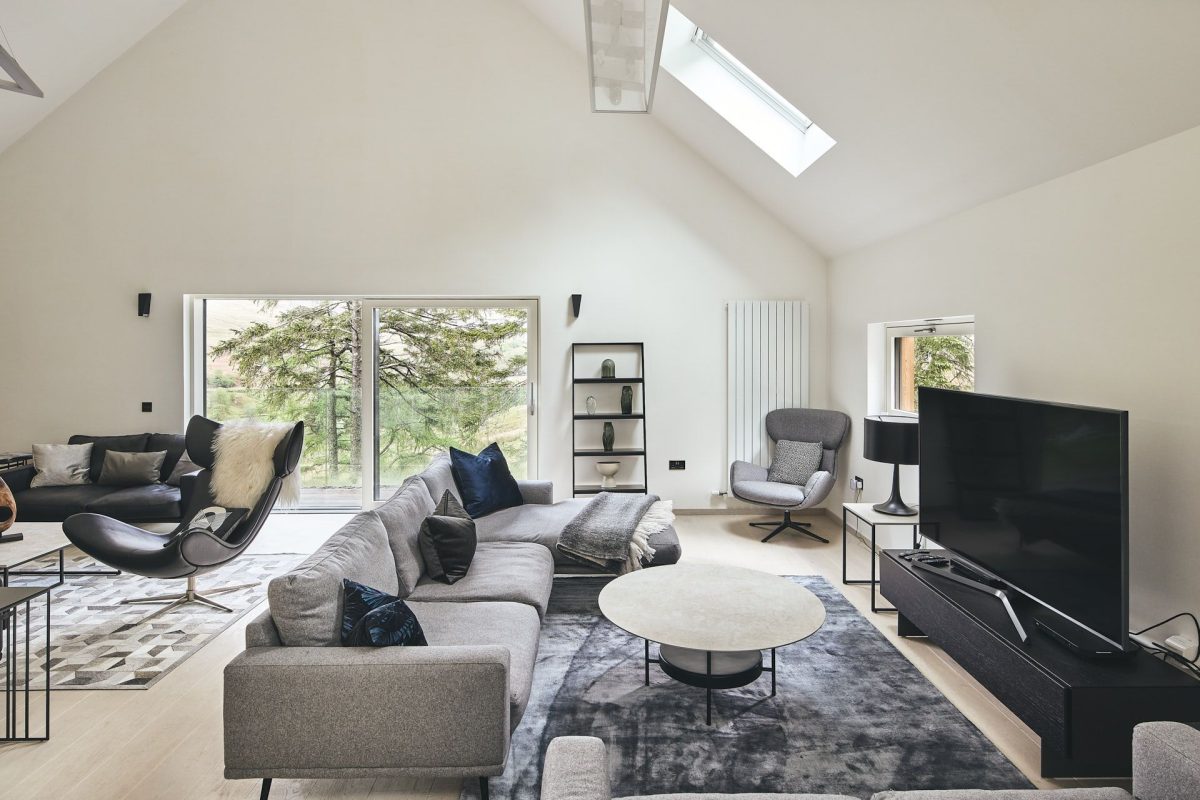 The living room at Stag Cabin, Loch Lomond