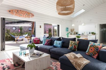 The living room at Woolf, Cornwall