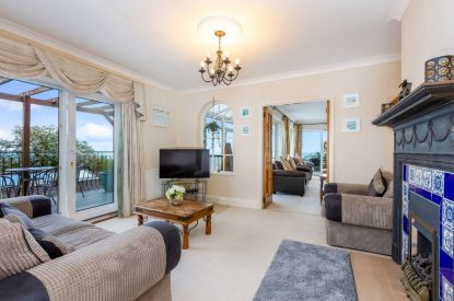 The living room at Seahaven, Devon