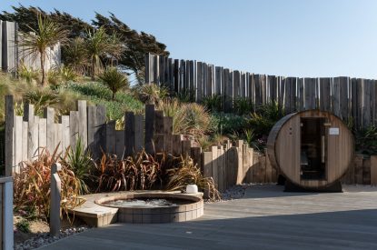 The hot tub and sauna at Woolf, Cornwall