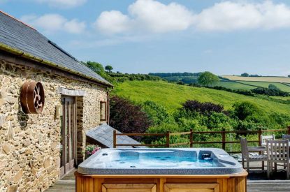 The hot tub at Valley View Barn, Devon