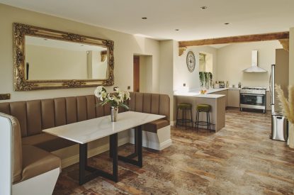 The kitchen dining area at Rye Top Farm, Uppermill, Peak District