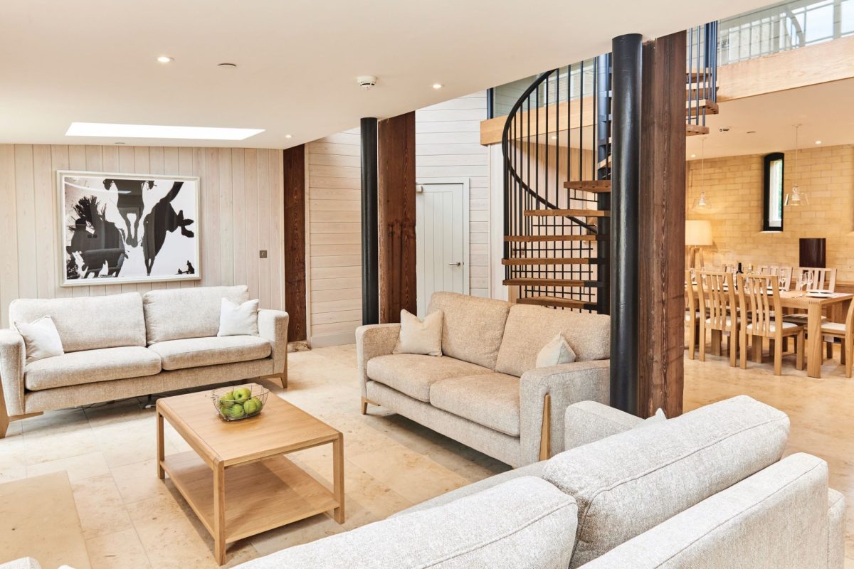 Open plan living space at Campolina Stable, Northumberland