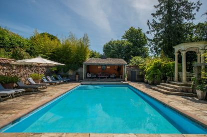 The outdoor swimming pool at Chulmleigh Manor, Devon