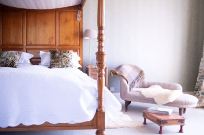 A four poster bedroom at Chulmleigh Manor, Devon