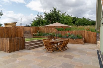 The sun tarrace at Poppy Cottage, Somerset