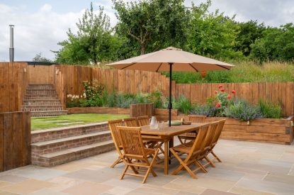 Outdoor dining space at Poppy Cottage, Somerset