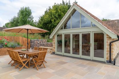 Outdoor dining space at Poppy Cottage, Somerset