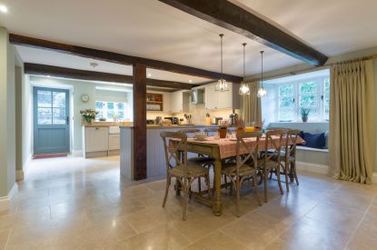 The dining kitchen area at The Thatched Cottage, Somerset
