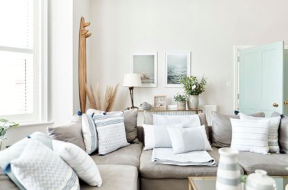 The living room at Driftwood House, Dorset