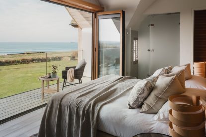 A king size bedroom at Ocean View, Cornwall