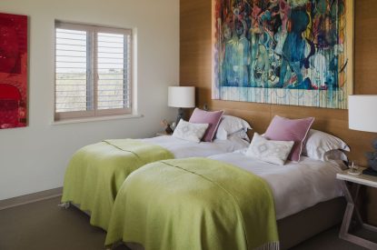 A twin bedroom at Ocean View, Cornwall
