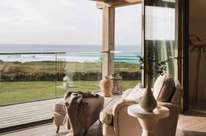 Sea views from the lounge at Ocean View, Cornwall