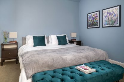 A super king sized bedroom at Quarter House, Scottish Borders