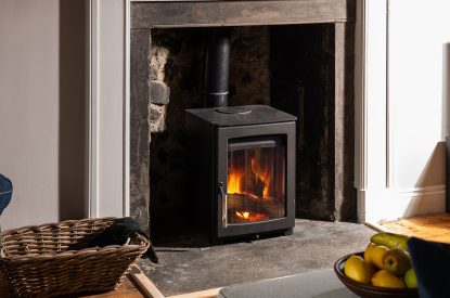 Log burner at Quarter House, Scottish Borders