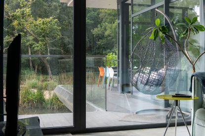 Views to the outdoor space at The Bridge House, Hampshire