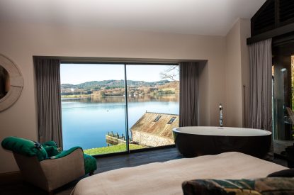 A king sized bedroom at Lake View Lodge, Lake District