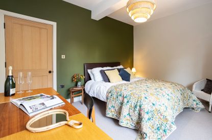 A king-size bedroom at Riverside Mill, Cumbria