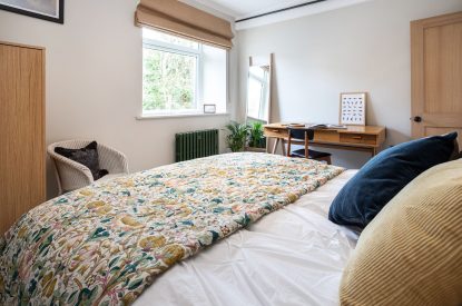 A king-size bedroom at Riverside Mill, Cumbria