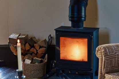 The log burner at Bonny Cabin, Leicestershire