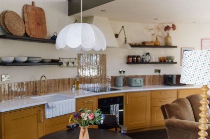 The open plan living space at Bonny Cabin, Leicestershire