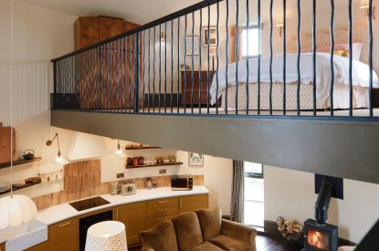 The open plan living space at Bonny Cabin, Leicestershire