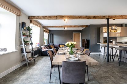 The dining area at Upper Riverside Mill, Lake District