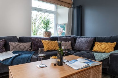 Theliving area at Upper Riverside Mill, Lake District