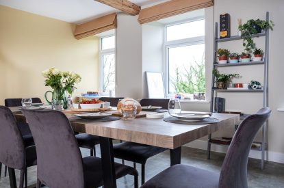 The dining table at Upper Riverside Mill, Lake District
