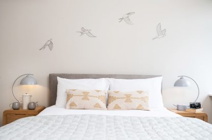 A king-size bedroom at Upper Riverside Mill, Lake District