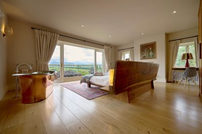 The master bedroom at Mawson Hall, Lake District