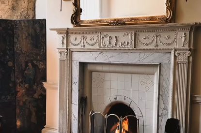 Open fireplace at Topiary Hall, Lincolnshire