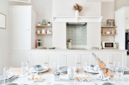 The dining table at Driftwood House, Dorset