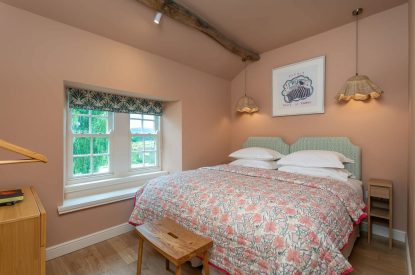 A super-king size bedroom at Stone Farmhouse, Yorkshire Dales